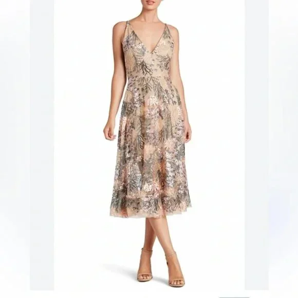 audrey embroidered fit & flare dress SIMKHAI Women's Audrey Embroidered Midi Dress in White, Size 2